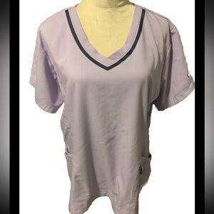 Greys Anatomy by Barco Scrub Top Light Purple w Dark Purple Ribbon XL